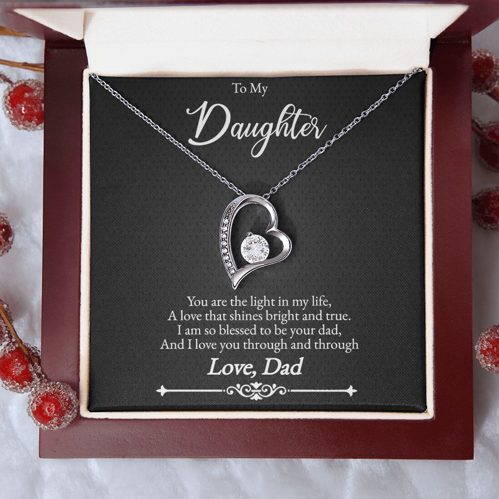 Father to Daughter Silver or Gold Cubic Zirconia Forever Love Necklace