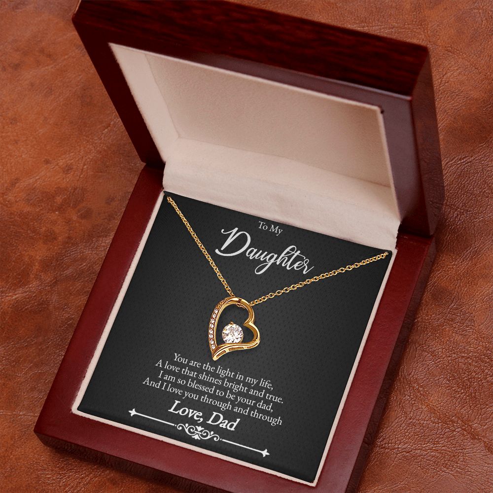 Father to Daughter Silver or Gold Cubic Zirconia Forever Love Necklace