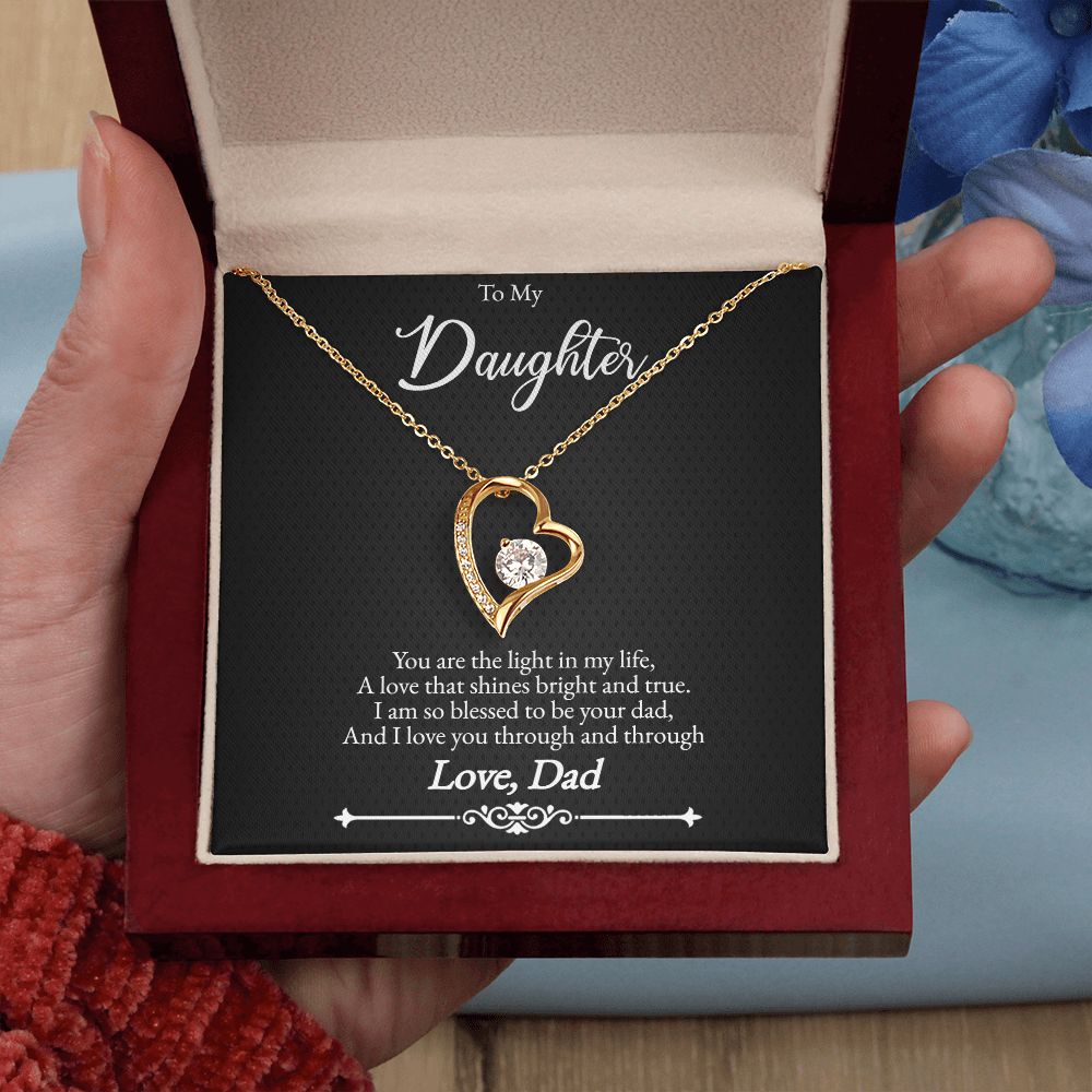 Father to Daughter Silver or Gold Cubic Zirconia Forever Love Necklace