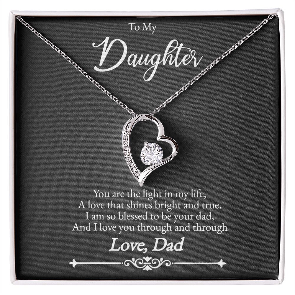 Father to Daughter Silver or Gold Cubic Zirconia Forever Love Necklace