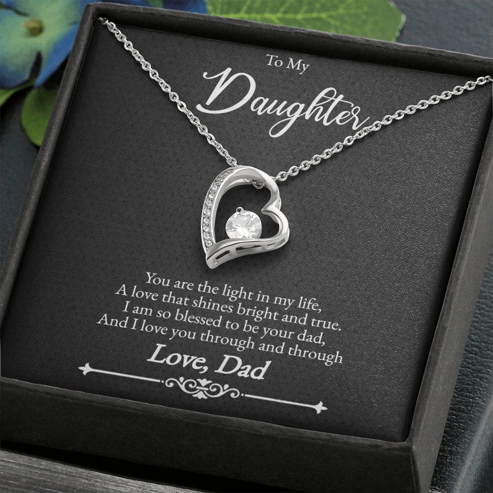 Father to Daughter Silver or Gold Cubic Zirconia Forever Love Necklace