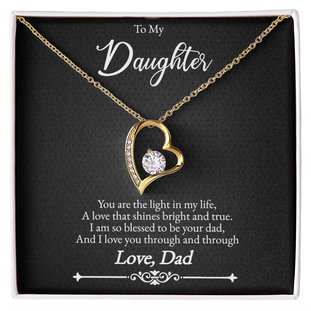 Father to Daughter Silver or Gold Cubic Zirconia Forever Love Necklace