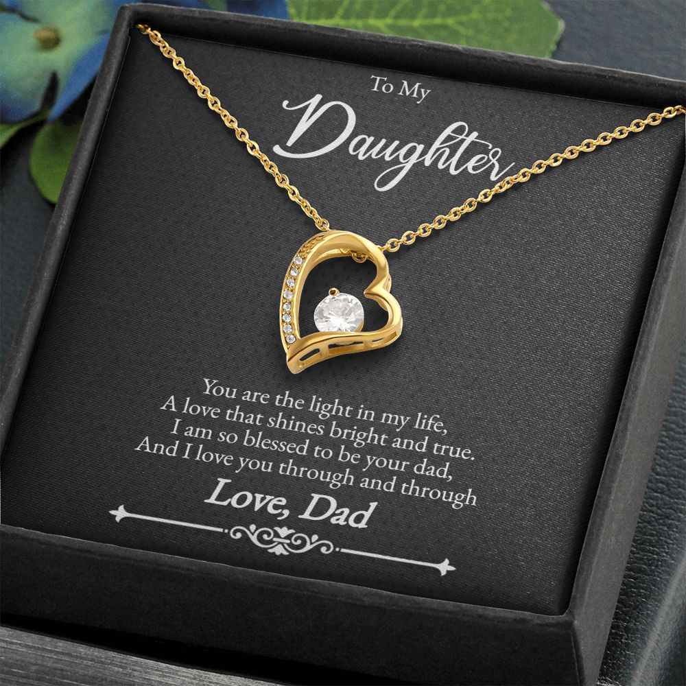 Father to Daughter Silver or Gold Cubic Zirconia Forever Love Necklace