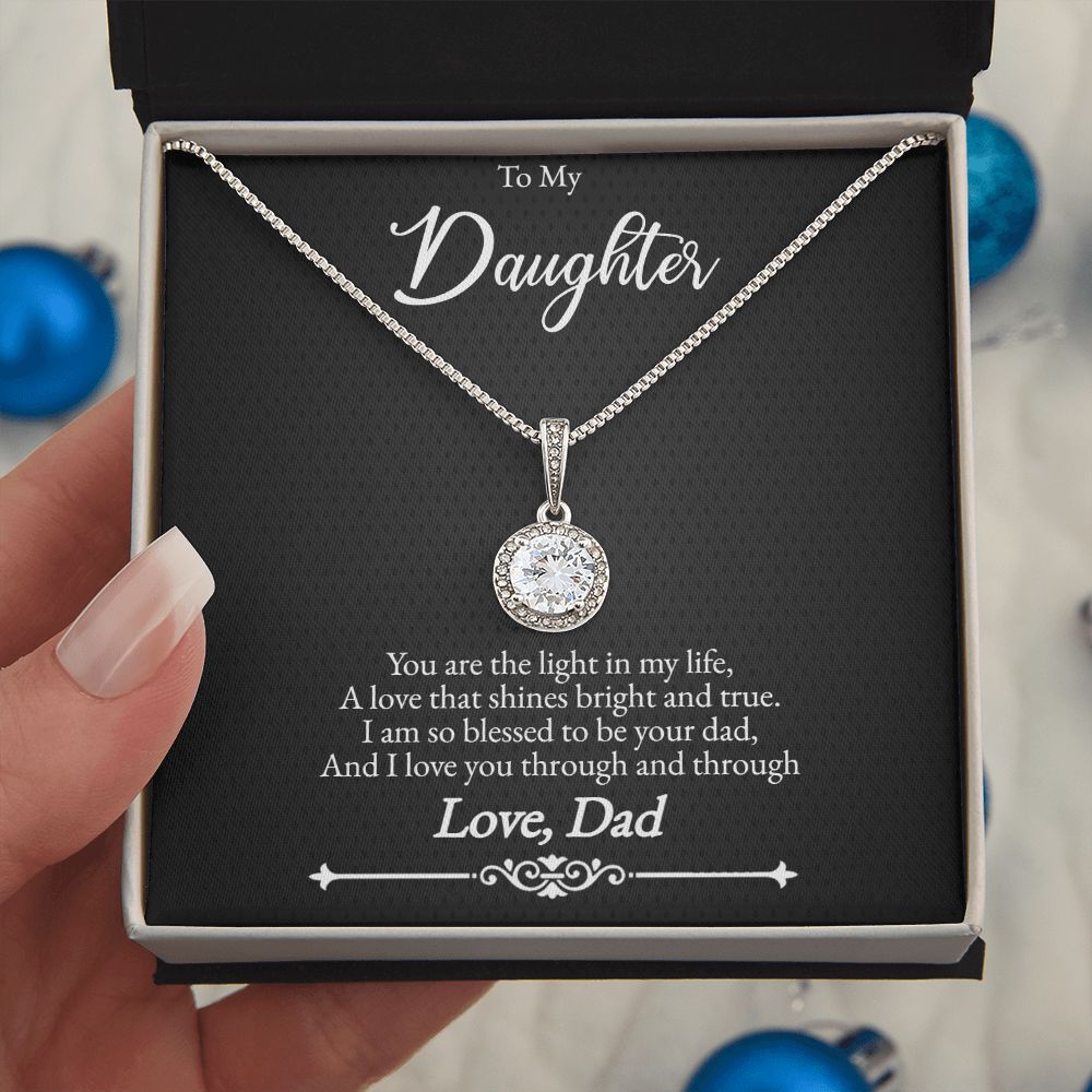 Father to Daughter White Gold Cubic Zirconia Eternal Hope Necklace